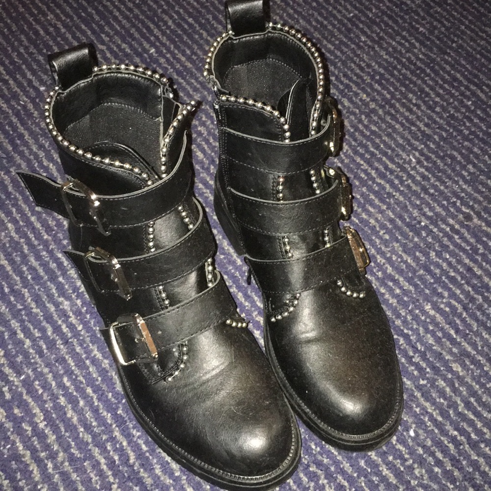 Black combat booties